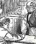 'Punch' cartoon image of a child 'signing off' school to attend work