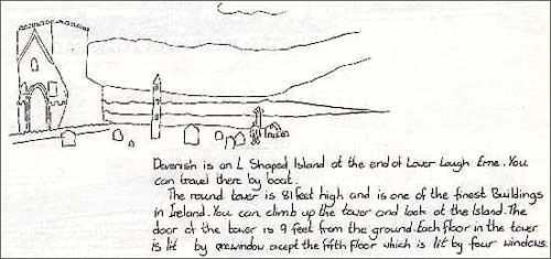 Extract from 'Children's Fermanagh' describing Devenish Island.  Also includes a drawing.