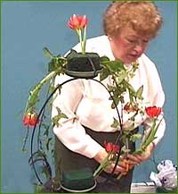 place tulips on the top to face downwards