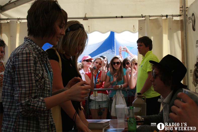 The Kooks in the signing tent