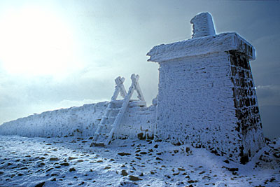 Winter view at the summit of Slieve Donard 