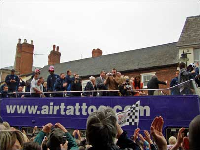 Fans greet the bus carrying Bulls players
