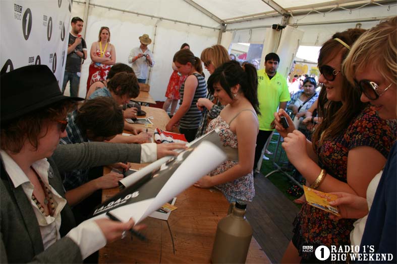 The Kooks in the signing tent