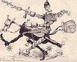 Image of a cartoon featuring a drunken soldier on a horse