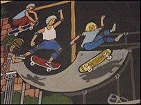 skatebaorders on mural