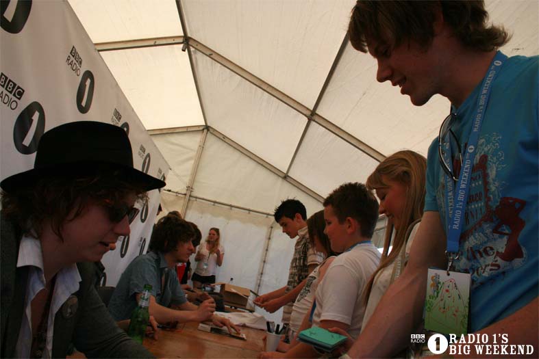 The Kooks in the signing tent