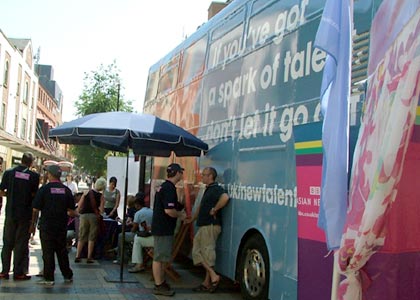 The BBC Talent bus getting ready for the audition