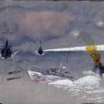 Lofty Pead DSM painted this picture for George Birkin of a night patrol encounter with the enemy in the English Channel 1943. Lofty Pead DSM painted this picture for George Birkin of a night patrol encounter with the enemy in the English Channel 1943.