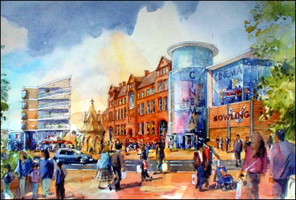 Proposed Worcester Street layout view towards town