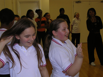 Gemma and Sarah dancing