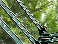 The sign to Old Town Rail Path