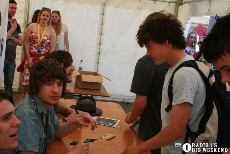 The Kooks in the signing tent