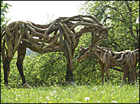 Driftwood sculptures by Heather Jansch