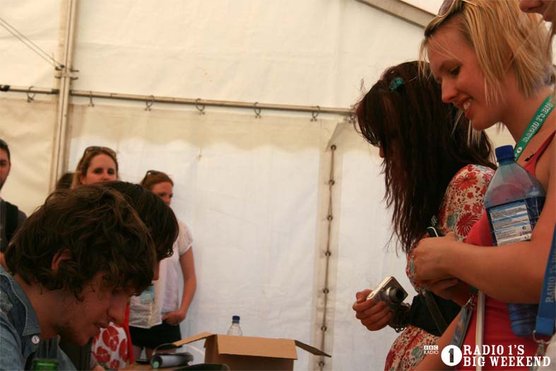 The Kooks in the signing tent