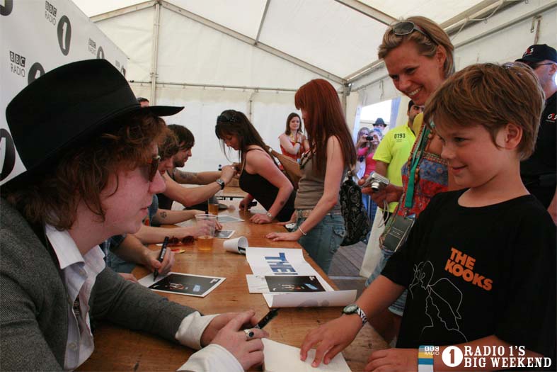 The Kooks in the signing tent