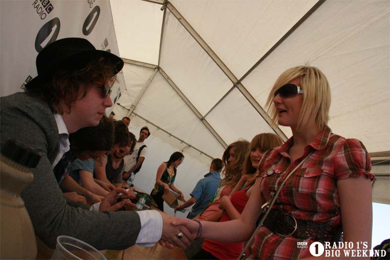 The Kooks in the signing tent