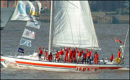 The Clippers in Liverpool, start of the Clipper 2002 race, and the finish as well