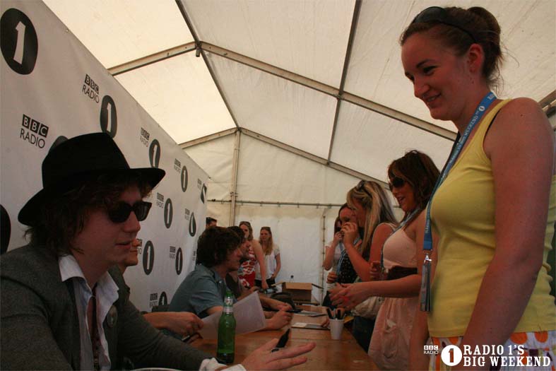 The Kooks in the signing tent