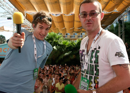 Greg James, Judge Jules and Dave Pearce spend the day at BCM in Magaluf