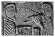 Lethendy Tower cross slab - showing triple pipes and harp © Royal Commission on the Ancient and Historical Monuments of Scotland. Licensor www.scran.ac.uk