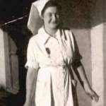 Sister Peggy Tench outside the Smallpox Isolation Hospital in the Assam Jungle 1944 Sister Peggy Tench outside the Smallpox Isolation Hospital in the Assam Jungle 1944