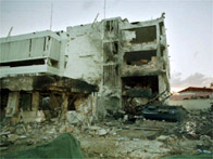 Wreckage of the US embassy in Tanzania, 8 August 1998