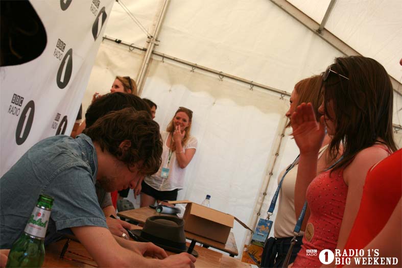 The Kooks in the signing tent