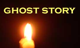 Caption "ghost Story" and candle