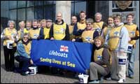Fundraisings gathered outside of the KC stadium.