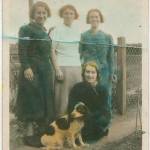 My sisters, Elsie, Cis and Addie (standing) and me (Grace Seager) in Sunbury where Cis lived. Ethel moved down there as well to get away from the bombing. My sisters, Elsie, Cis and Addie (standing) and me (Grace Seager) in Sunbury where Cis lived. Ethel moved down there as well to get away from the bombing.