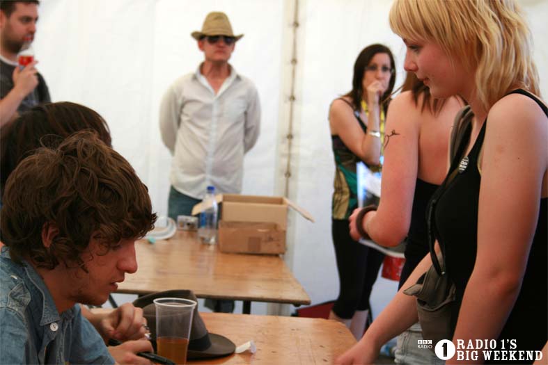The Kooks in the signing tent