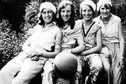 Image: Lucy Wilmshurst (2nd from left holding ball) and a group of friends proudly wearing 'beach pyjamas', on holiday in Bournemouth. The following week they were banned.