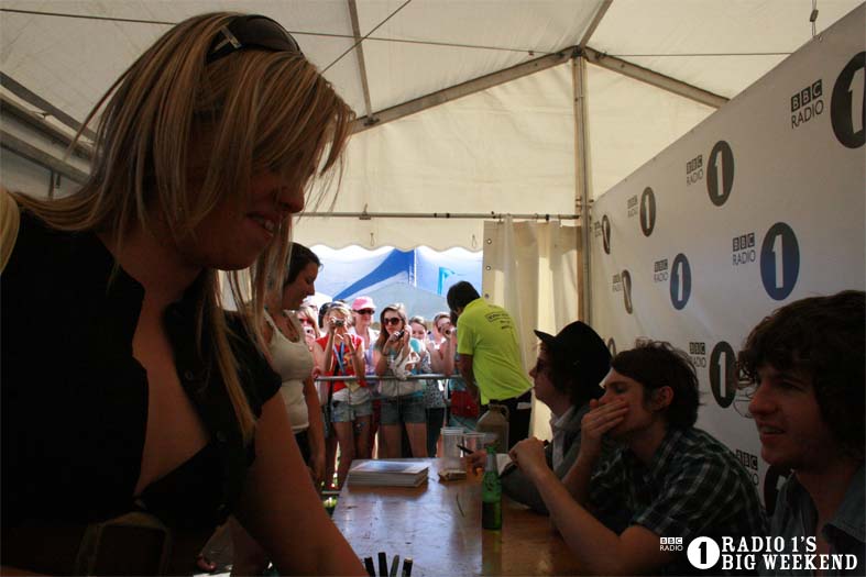 The Kooks in the signing tent