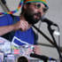 Adam Buxton slams it to the Hub tent crowds...