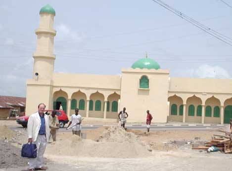 James Naughtie outside at the court of the Emir of Abuja