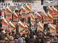 Manifestações contra Bush em Bruxelas