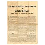 A Last Appeal to Reason' by Adolf Hitler. Speech before the Reichstag, 19 July 1940 A Last Appeal to Reason' by Adolf Hitler. Speech before the Reichstag, 19 July 1940