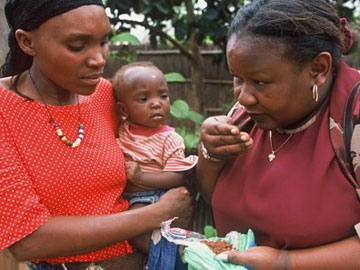 Mozambique inoffensive output of composting toilet, photo courtesy of WaterAid