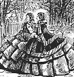 'Punch' cartoon depicting Victorian women wearing crinolines