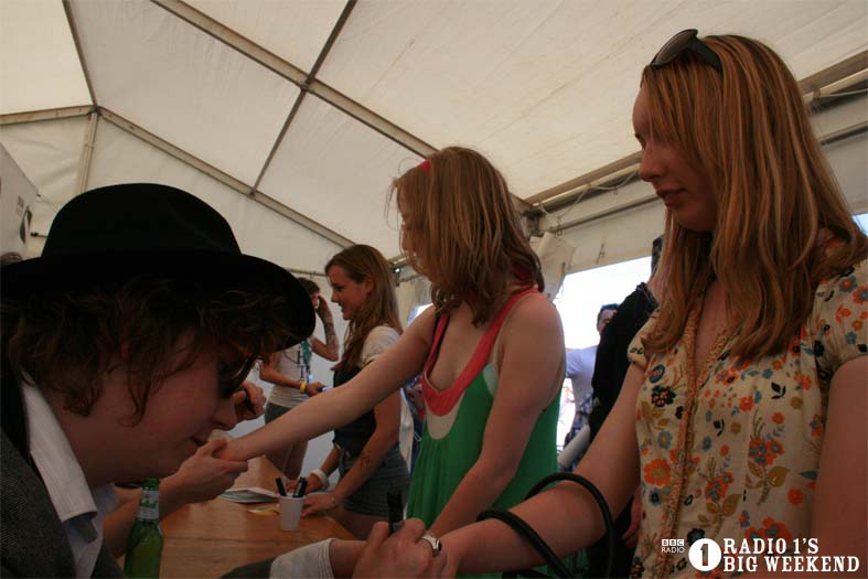 The Kooks in the signing tent