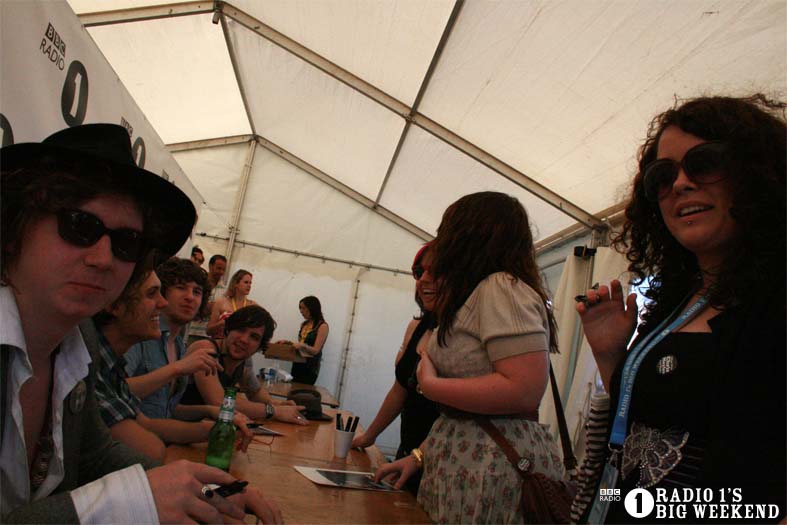 The Kooks in the signing tent
