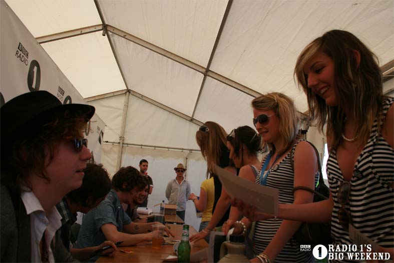 The Kooks in the signing tent