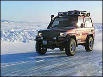 Picture: Driving on the 'ice-road' towards the Beaufort Sea