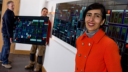 Artist Lubna Chowdhary with the installation