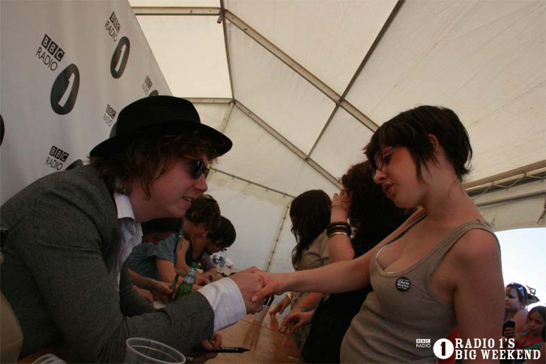 The Kooks in the signing tent
