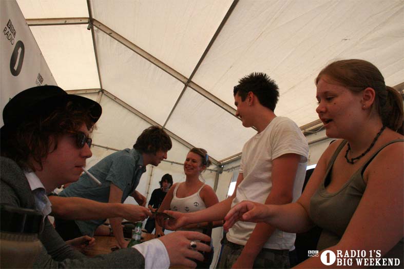 The Kooks in the signing tent