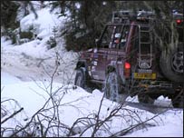 Picture: Snow chains help traction up the mountain