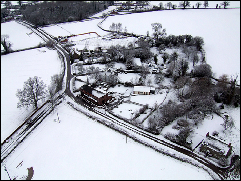 Aerial shot of the Marshpools Inn, Ledgemoor, by Adam Buckley, Planeview - send your photos to worcester@bbc.co.uk