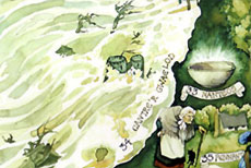Manylyn o ddarlun gan Margaret Jones o’r llyfr ‘Chwedlau Gwerin Cymru’ gan Robin Gwyndaf