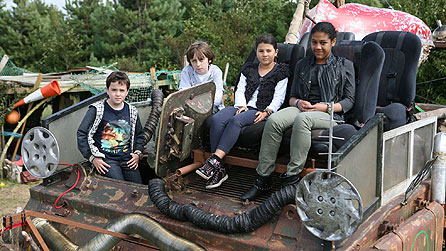 (L-R) Jed (Charlie Hiscock), Xan (Kieran Wallbanks), Zara (Eden Nathenson) and Christie (Anna Jobarteh).